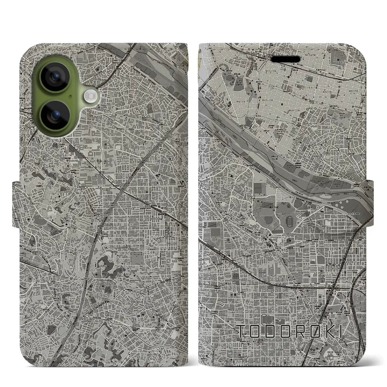 【等々力（神奈川県）】地図柄iPhoneケース（手帳タイプ）