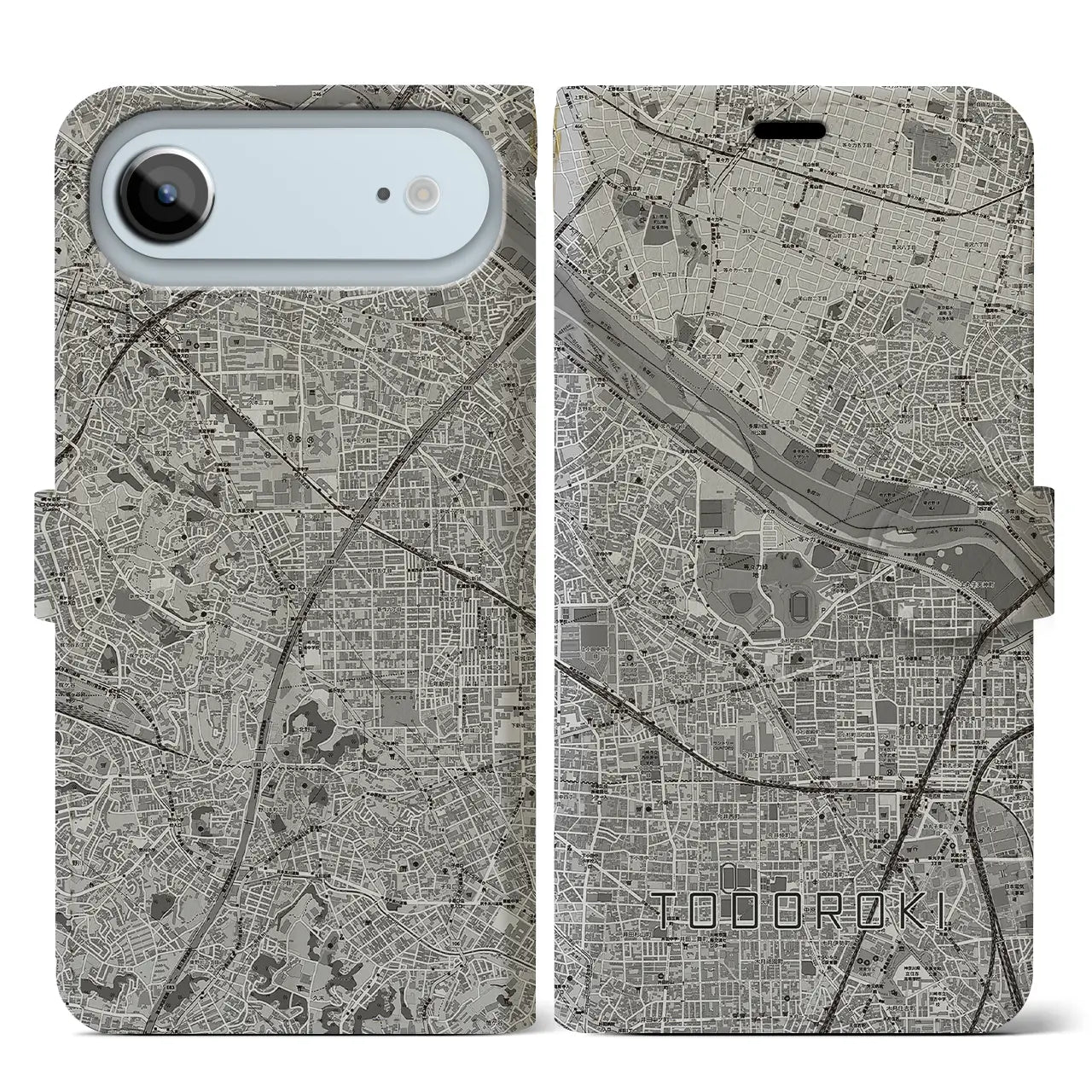 【等々力（神奈川県）】地図柄iPhoneケース（手帳タイプ）