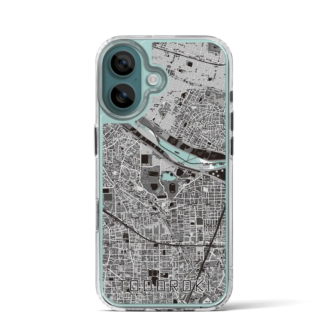 【等々力（神奈川県）】地図柄iPhoneケース（MagSafeタイプ）モノトーン・iPhone 16 Pro 用
