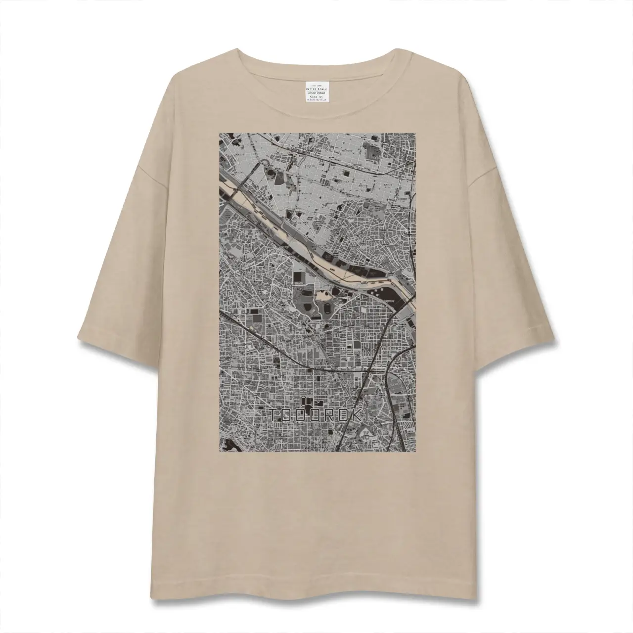【等々力（神奈川県）（神奈川県）】地図柄ビッグシルエットTシャツ