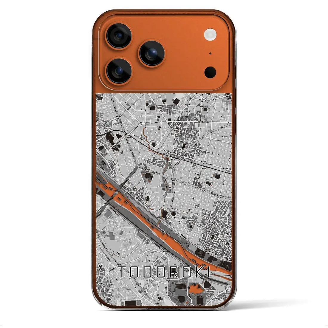 【等々力（東京都）】地図柄iPhoneケース（クリアタイプ）モノトーン・iPhone 17 Pro Max 用