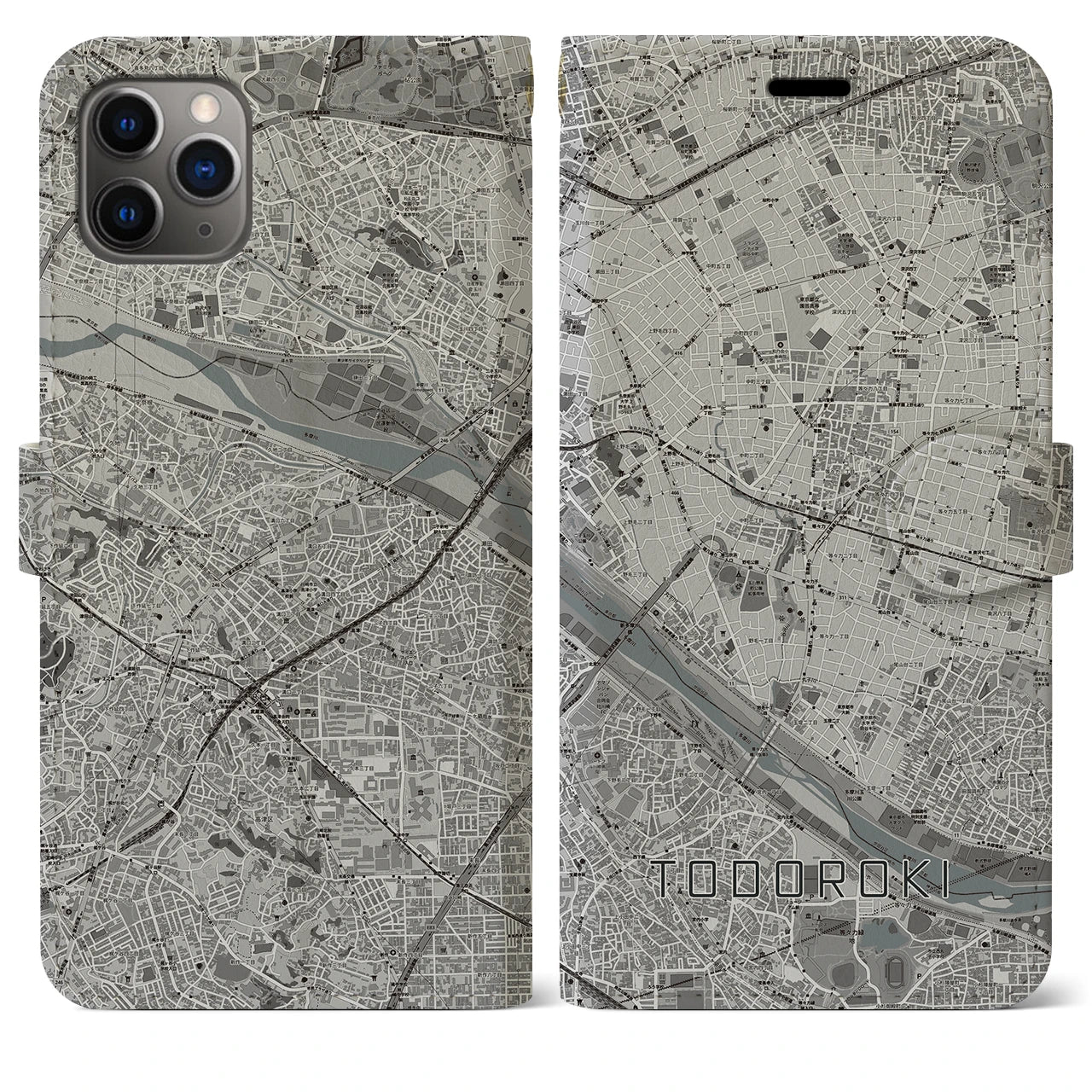 【等々力（東京都）】地図柄iPhoneケース（手帳タイプ）