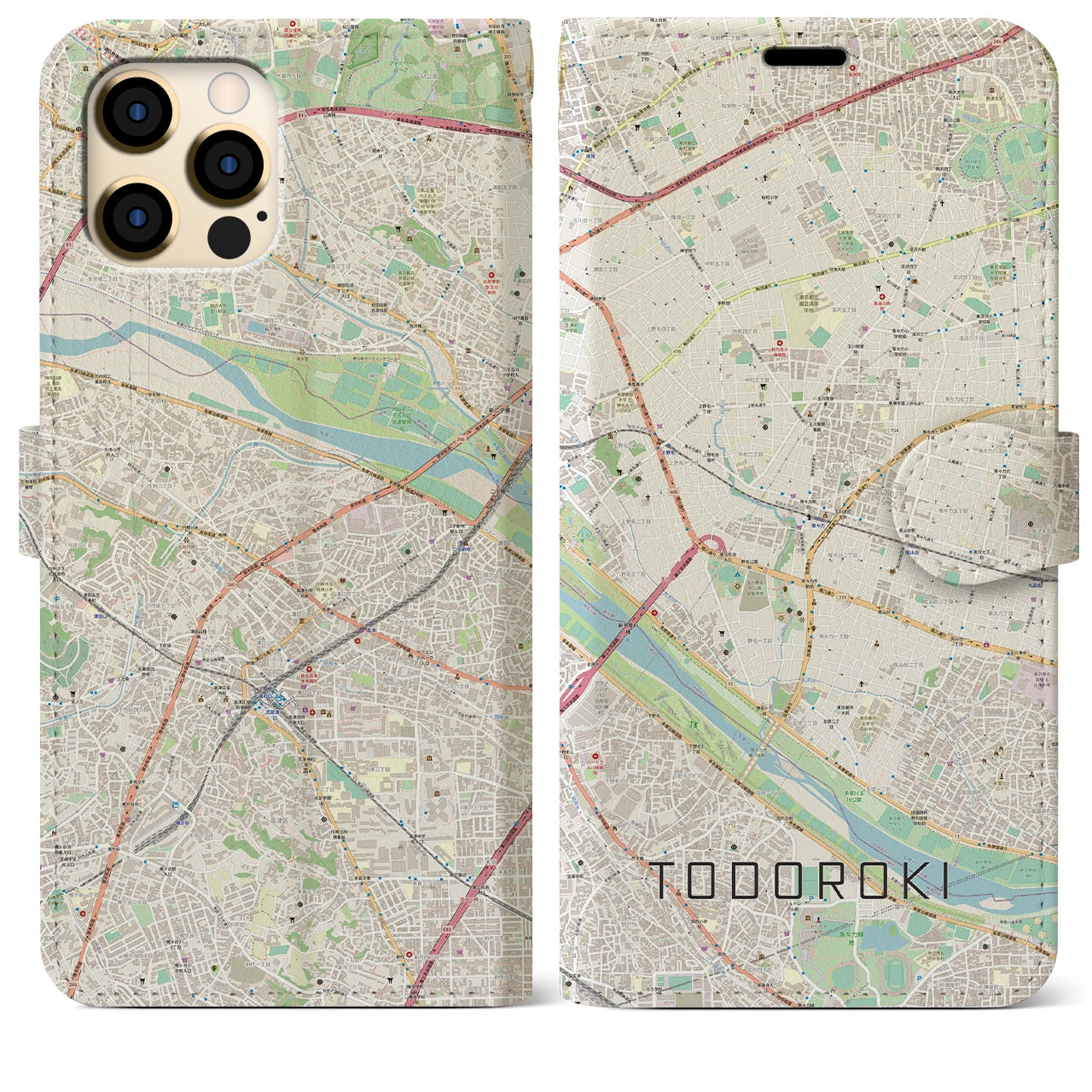 【等々力（東京都）】地図柄iPhoneケース（手帳タイプ）