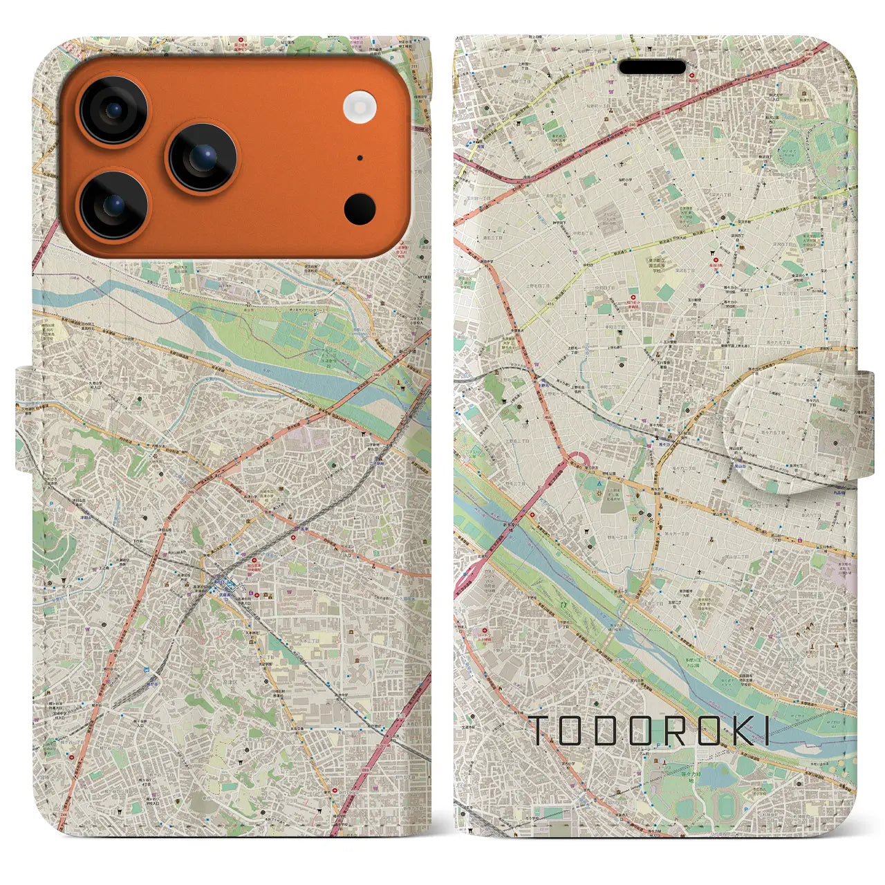 【等々力（東京都）】地図柄iPhoneケース（手帳タイプ）