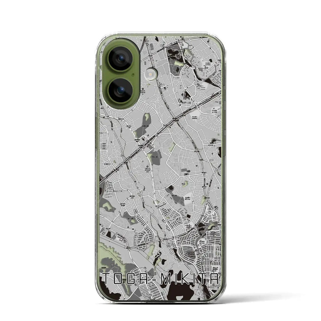 【栂・美木多（大阪府）】地図柄iPhoneケース（クリアタイプ）モノトーン・iPhone 17 Pro Max 用