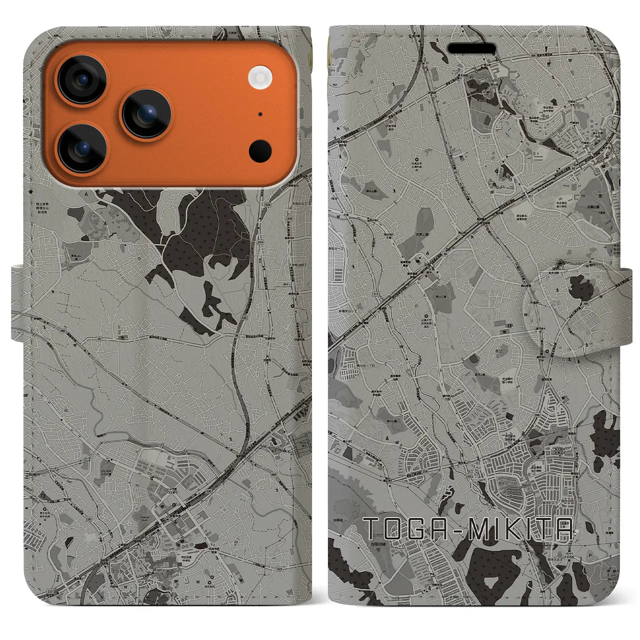 【栂・美木多（大阪府）】地図柄iPhoneケース（手帳タイプ）