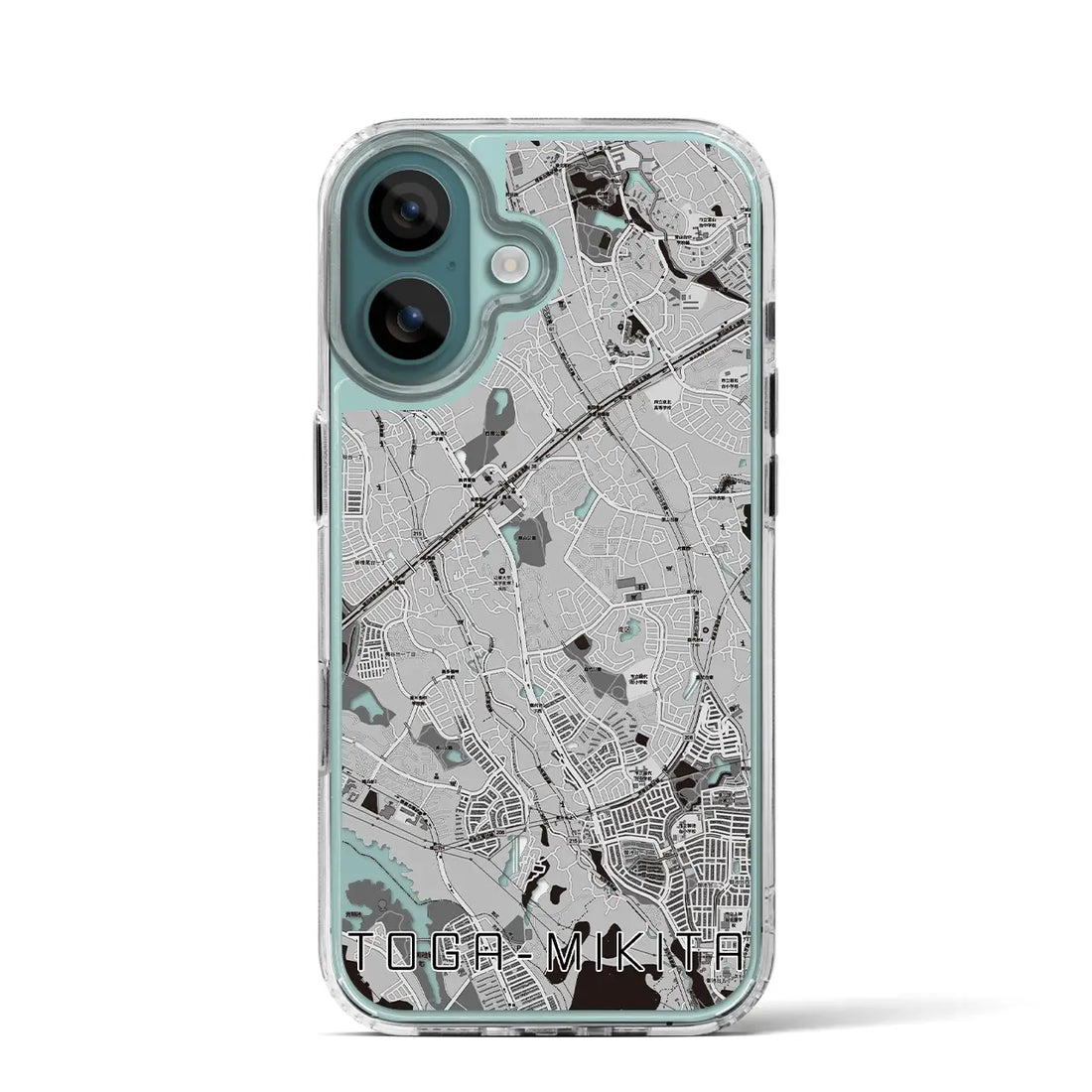 【栂・美木多(大阪府)】地図柄iPhoneケース(MagSafeタイプ)モノトーン・iPhone 16 Pro 用