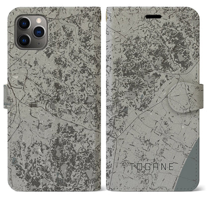 【東金（千葉県）】地図柄iPhoneケース（手帳タイプ）モノトーン・iPhone 11 Pro Max 用