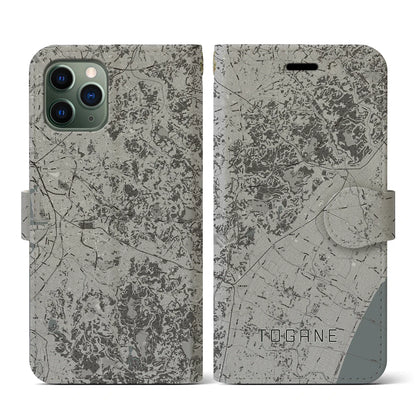 【東金（千葉県）】地図柄iPhoneケース（手帳タイプ）モノトーン・iPhone 11 Pro 用