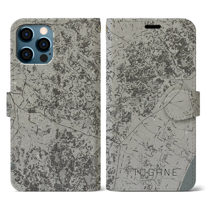 【東金（千葉県）】地図柄iPhoneケース（手帳タイプ）モノトーン・iPhone 12 / 12 Pro 用