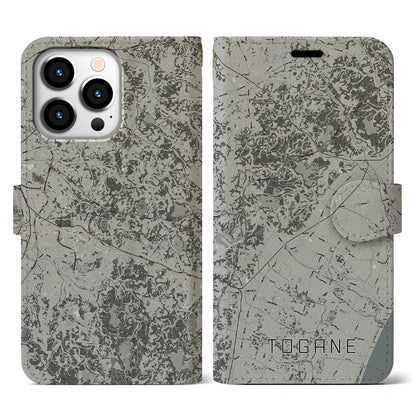 【東金（千葉県）】地図柄iPhoneケース（手帳タイプ）モノトーン・iPhone 13 Pro 用