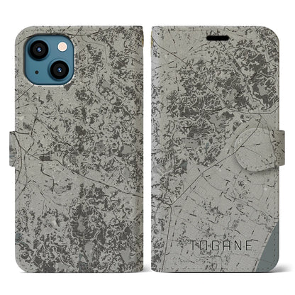 【東金（千葉県）】地図柄iPhoneケース（手帳タイプ）モノトーン・iPhone 13 用