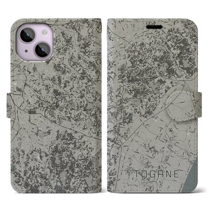 【東金（千葉県）】地図柄iPhoneケース（手帳タイプ）モノトーン・iPhone 14 用