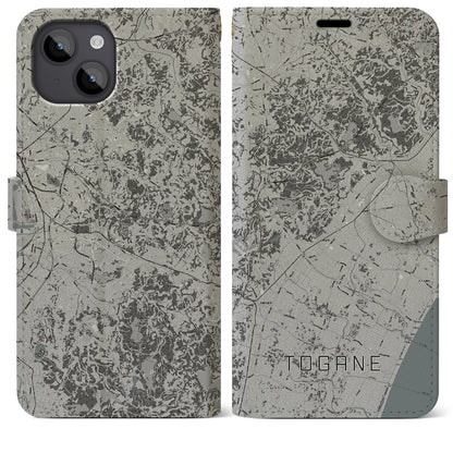 【東金（千葉県）】地図柄iPhoneケース（手帳タイプ）モノトーン・iPhone 14 Plus 用