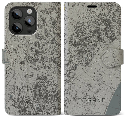 【東金（千葉県）】地図柄iPhoneケース（手帳タイプ）モノトーン・iPhone 15 Pro Max 用