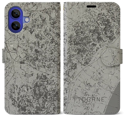 【東金（千葉県）】地図柄iPhoneケース（手帳タイプ）モノトーン・iPhone 16 Pro Max 用