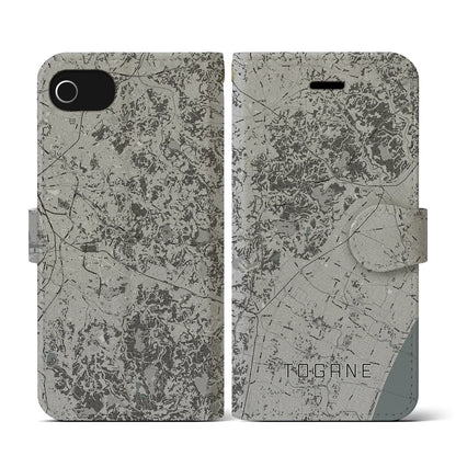 【東金（千葉県）】地図柄iPhoneケース（手帳タイプ）モノトーン・iPhone SE（第3 / 第2世代） / 8 / 7 / 6s / 6 用