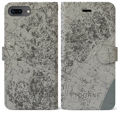 【東金（千葉県）】地図柄iPhoneケース（手帳タイプ）モノトーン・iPhone 8Plus /7Plus / 6sPlus / 6Plus 用