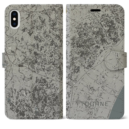 【東金（千葉県）】地図柄iPhoneケース（手帳タイプ）モノトーン・iPhone XS Max 用