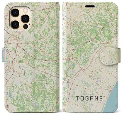 【東金（千葉県）】地図柄iPhoneケース（手帳タイプ）ナチュラル・iPhone 12 Pro Max 用