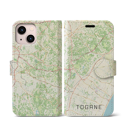 【東金（千葉県）】地図柄iPhoneケース（手帳タイプ）ナチュラル・iPhone 13 mini 用