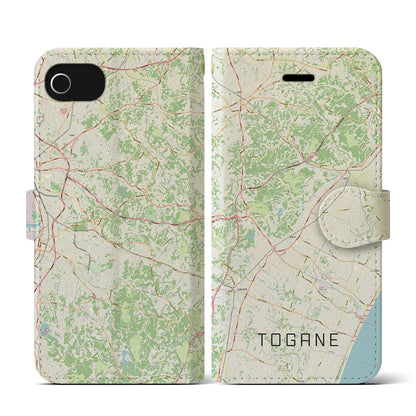 【東金（千葉県）】地図柄iPhoneケース（手帳タイプ）ナチュラル・iPhone SE（第3 / 第2世代） / 8 / 7 / 6s / 6 用