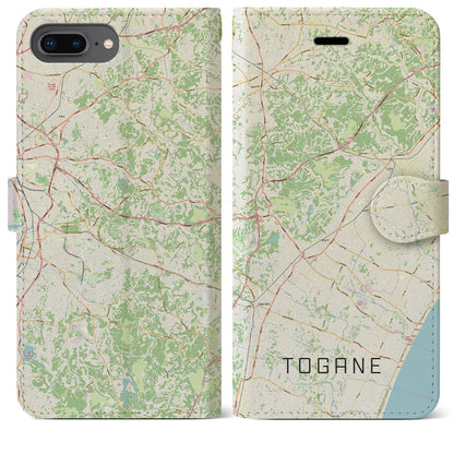 【東金（千葉県）】地図柄iPhoneケース（手帳タイプ）ナチュラル・iPhone 8Plus /7Plus / 6sPlus / 6Plus 用