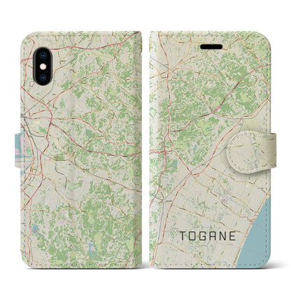【東金（千葉県）】地図柄iPhoneケース（手帳タイプ）ナチュラル・iPhone XS / X 用