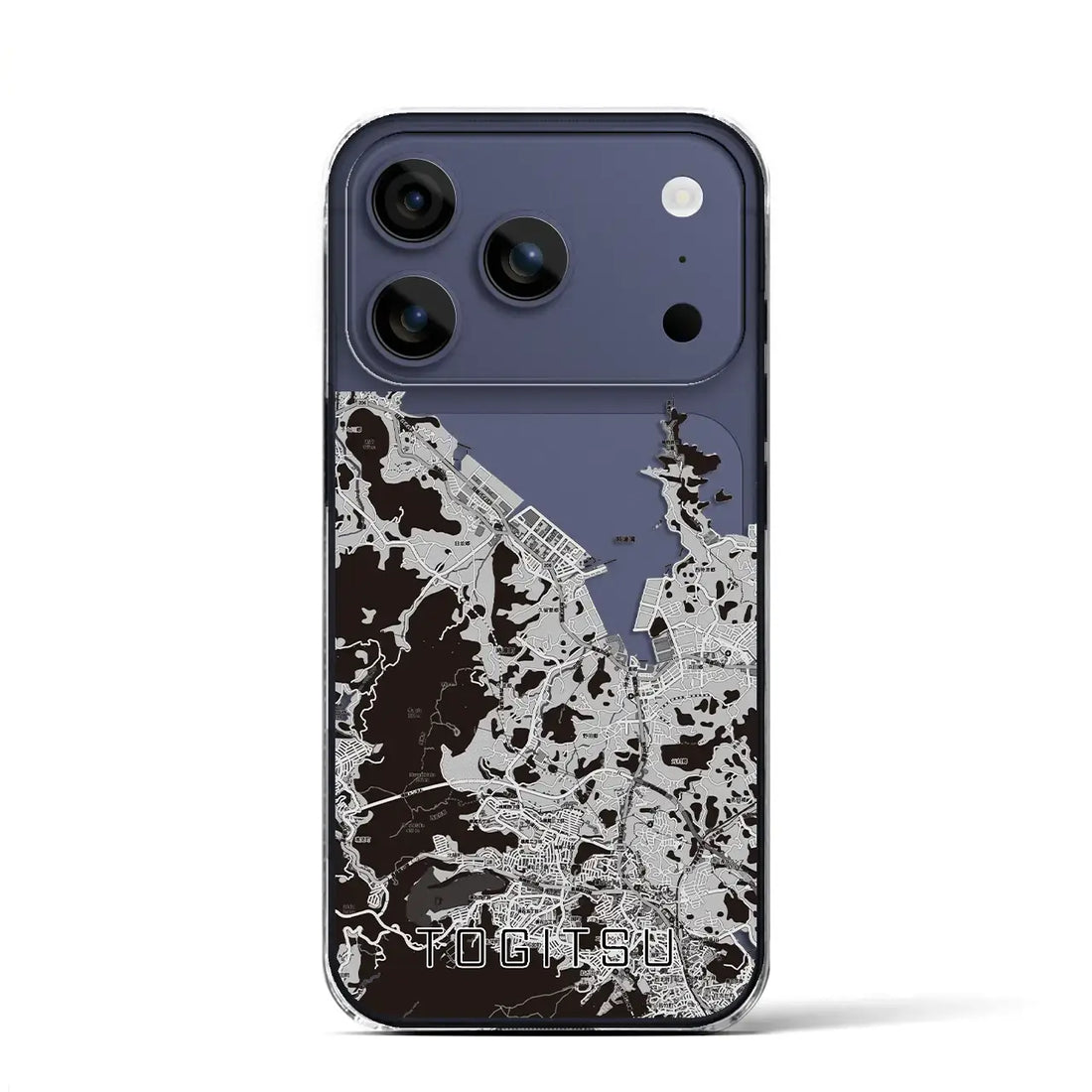 【時津(長崎県)】地図柄iPhoneケース(クリアタイプ)モノトーン・iPhone 17 Pro Max 用