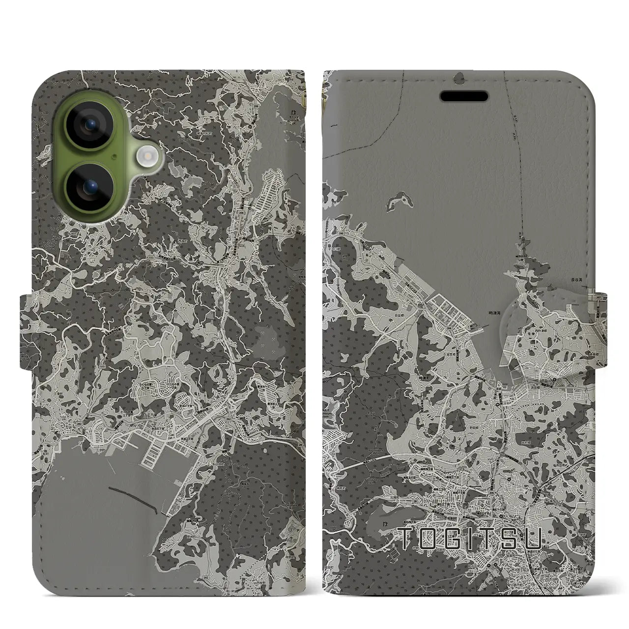 【時津（長崎県）】地図柄iPhoneケース（手帳タイプ）