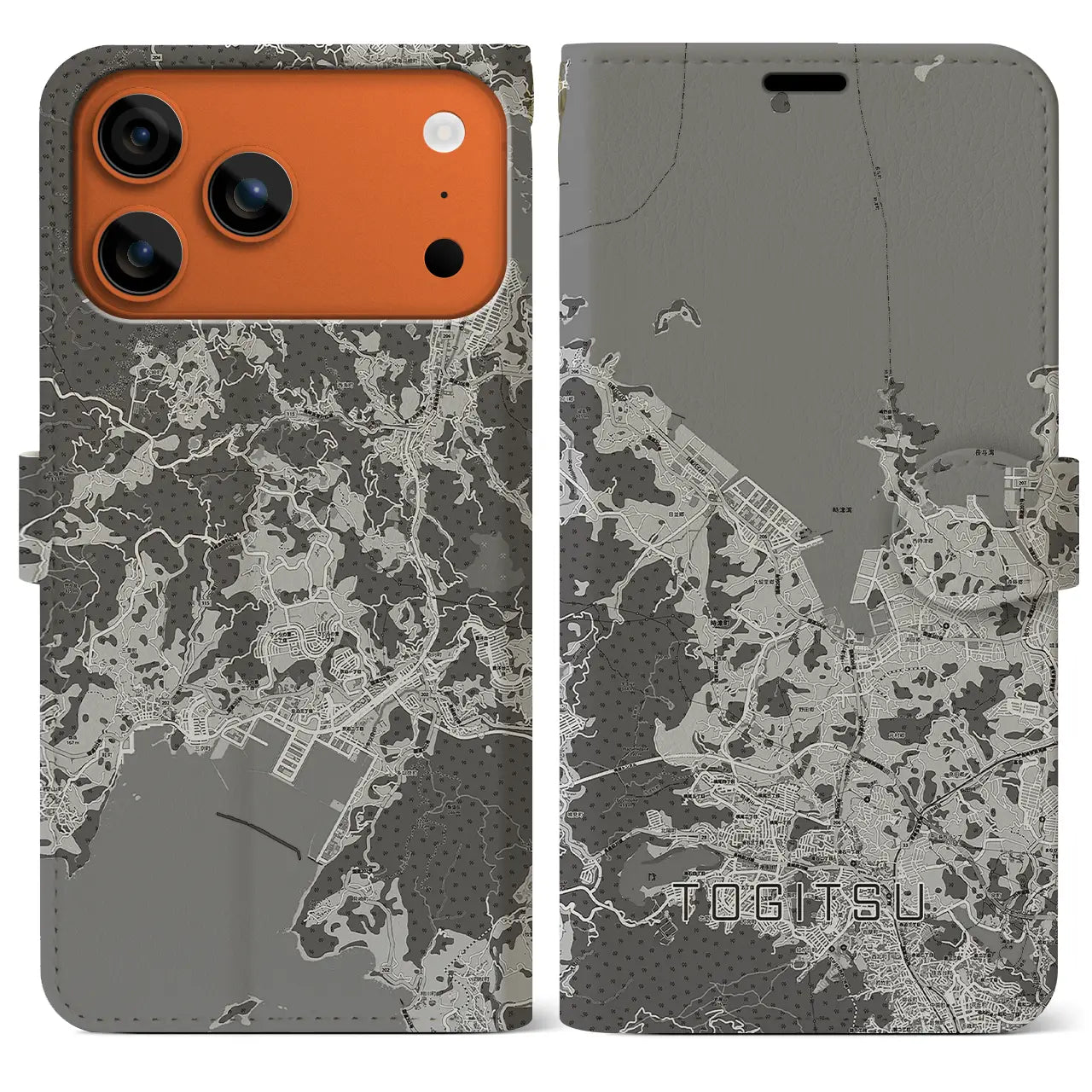 【時津（長崎県）】地図柄iPhoneケース（手帳タイプ）