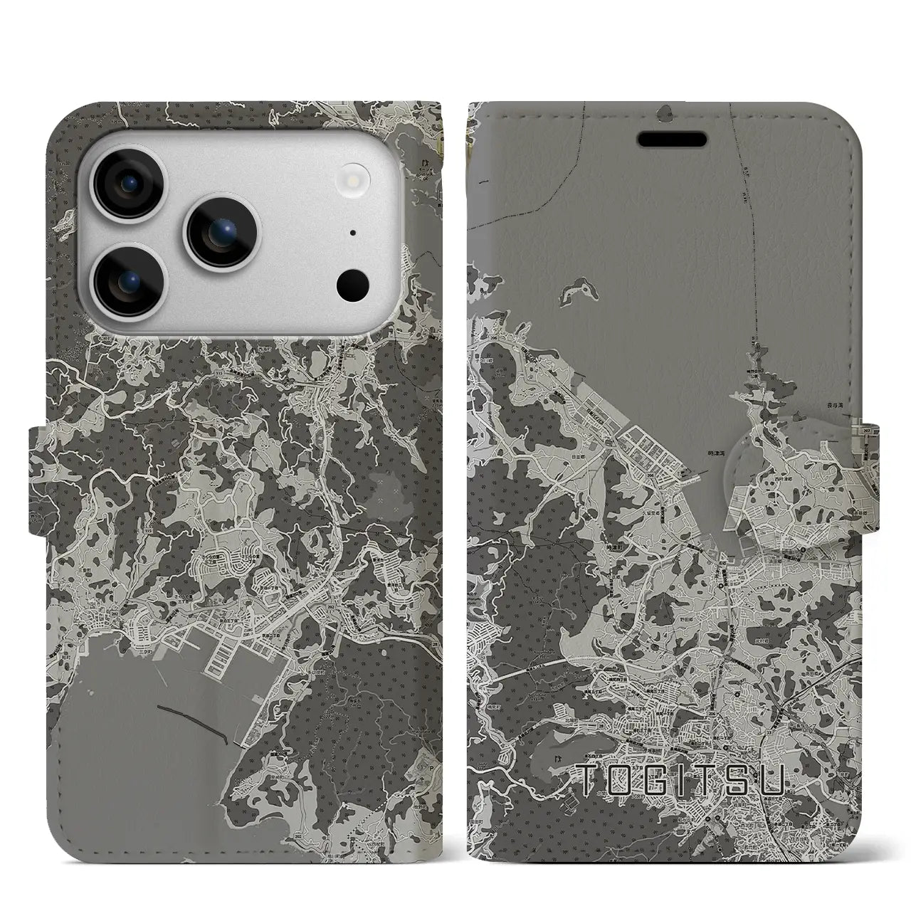 【時津（長崎県）】地図柄iPhoneケース（手帳タイプ）