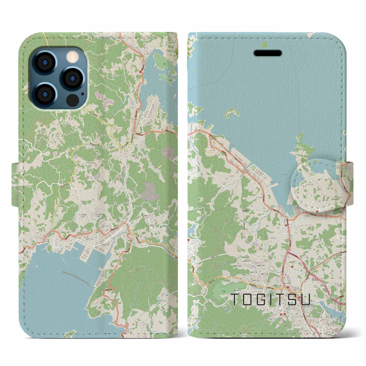 【時津（長崎県）】地図柄iPhoneケース（手帳タイプ）