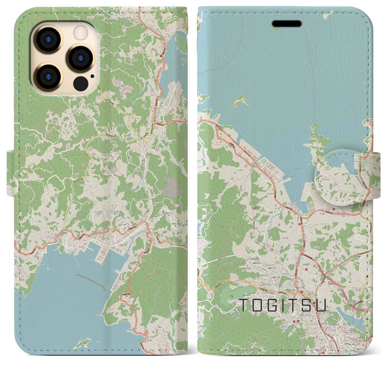 【時津（長崎県）】地図柄iPhoneケース（手帳タイプ）