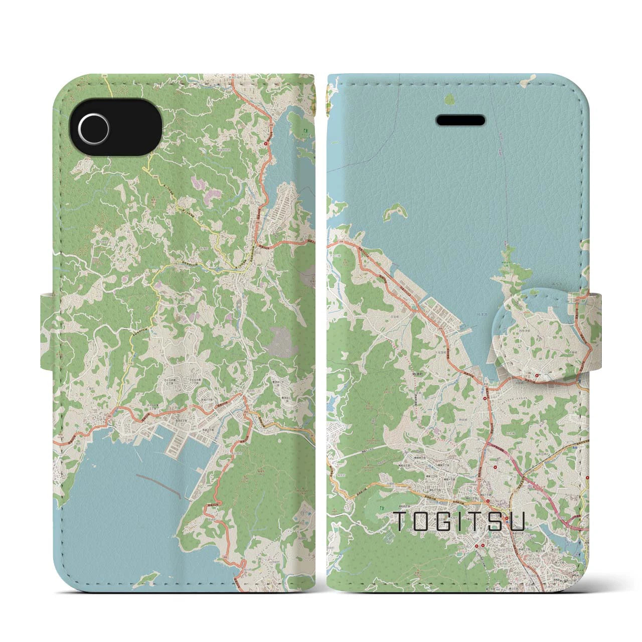 【時津（長崎県）】地図柄iPhoneケース（手帳タイプ）