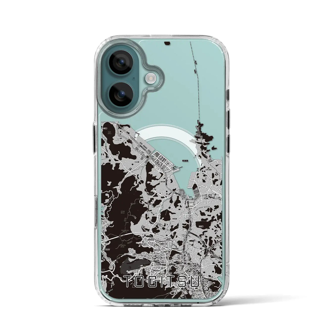 【時津(長崎県)】地図柄iPhoneケース(MagSafeタイプ)モノトーン・iPhone 16 Pro 用