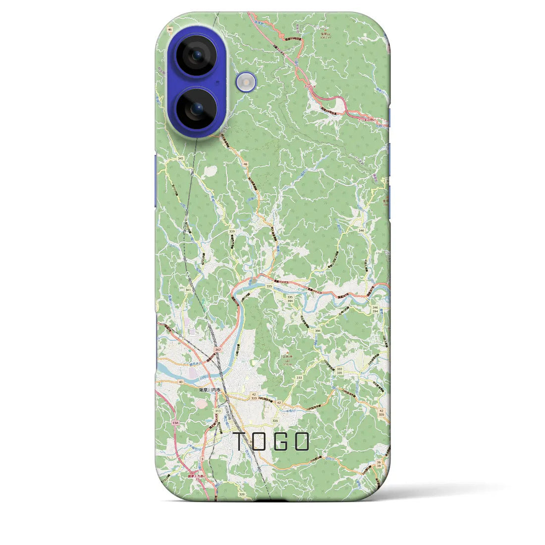 【東郷(鹿児島県)】地図柄iPhoneケース(バックカバータイプ)ブラック・iPhone 16 Pro Max 用