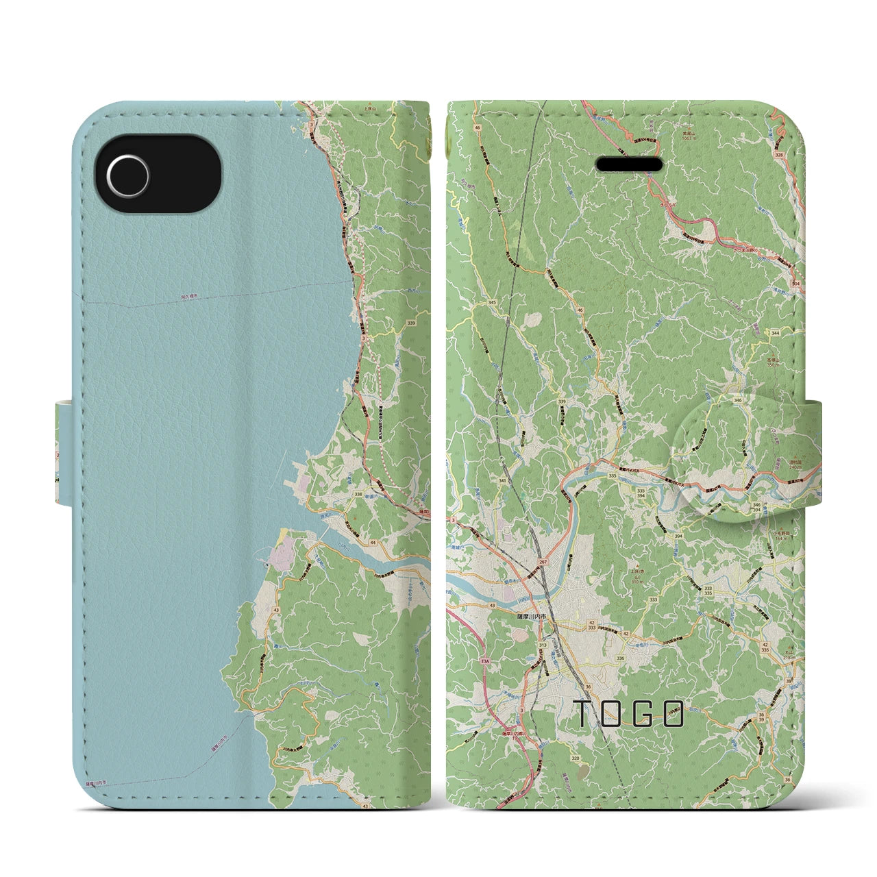 【東郷（鹿児島県）】地図柄iPhoneケース（手帳タイプ）