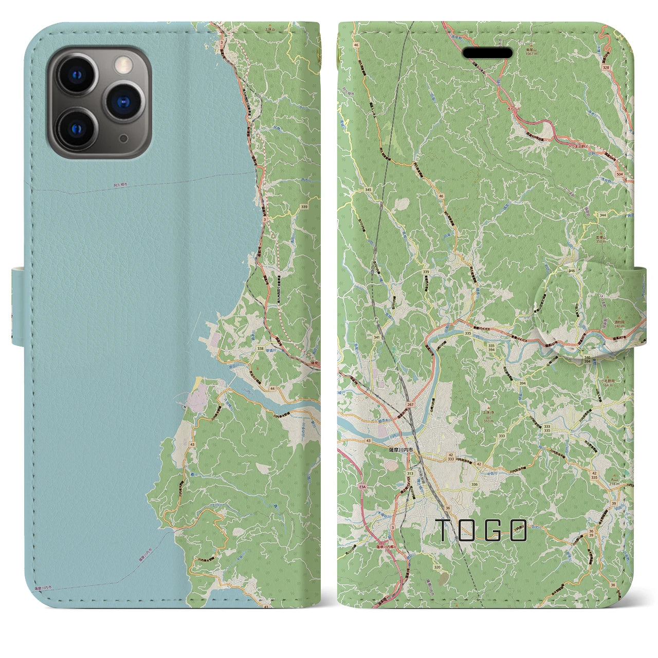 【東郷（鹿児島県）】地図柄iPhoneケース（手帳タイプ）