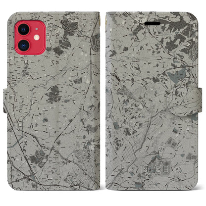 【東郷（愛知県）】地図柄iPhoneケース（手帳タイプ）モノトーン・iPhone 11 用