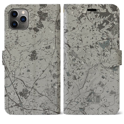 【東郷（愛知県）】地図柄iPhoneケース（手帳タイプ）モノトーン・iPhone 11 Pro Max 用