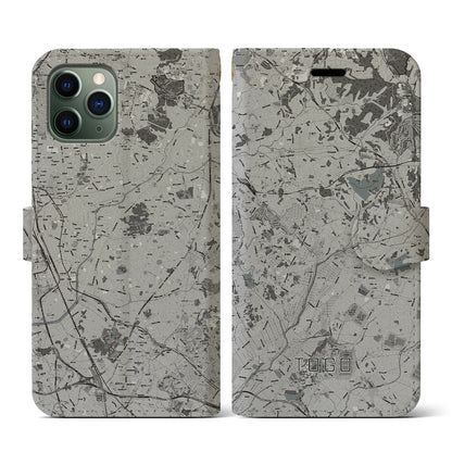 【東郷（愛知県）】地図柄iPhoneケース（手帳タイプ）モノトーン・iPhone 11 Pro 用