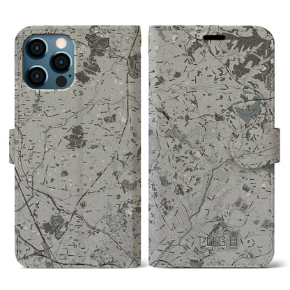 【東郷（愛知県）】地図柄iPhoneケース（手帳タイプ）モノトーン・iPhone 12 / 12 Pro 用