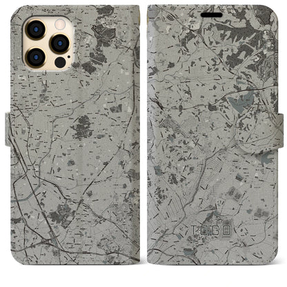 【東郷（愛知県）】地図柄iPhoneケース（手帳タイプ）モノトーン・iPhone 12 Pro Max 用