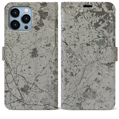 【東郷（愛知県）】地図柄iPhoneケース（手帳タイプ）モノトーン・iPhone 13 Pro Max 用