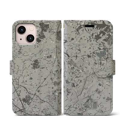 【東郷（愛知県）】地図柄iPhoneケース（手帳タイプ）モノトーン・iPhone 13 mini 用