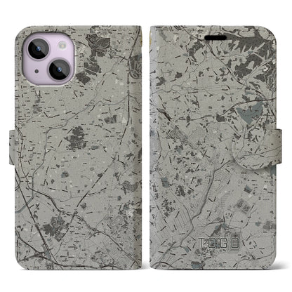 【東郷（愛知県）】地図柄iPhoneケース（手帳タイプ）モノトーン・iPhone 14 用