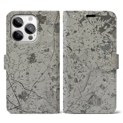 【東郷（愛知県）】地図柄iPhoneケース（手帳タイプ）モノトーン・iPhone 14 Pro 用