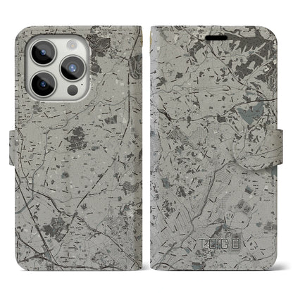 【東郷（愛知県）】地図柄iPhoneケース（手帳タイプ）モノトーン・iPhone 15 Pro 用