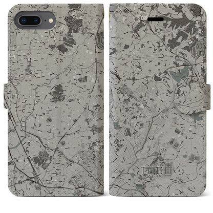 【東郷（愛知県）】地図柄iPhoneケース（手帳タイプ）モノトーン・iPhone 8Plus /7Plus / 6sPlus / 6Plus 用